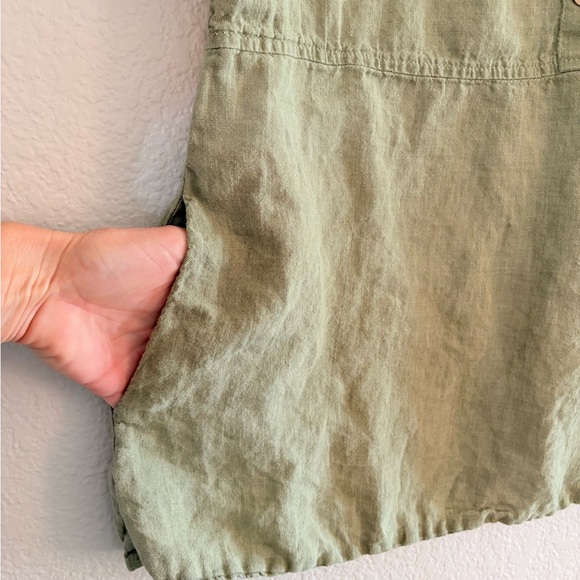 Flax 100% Linen Pocket Shirt Green Sz Small - Picture 5 of 7